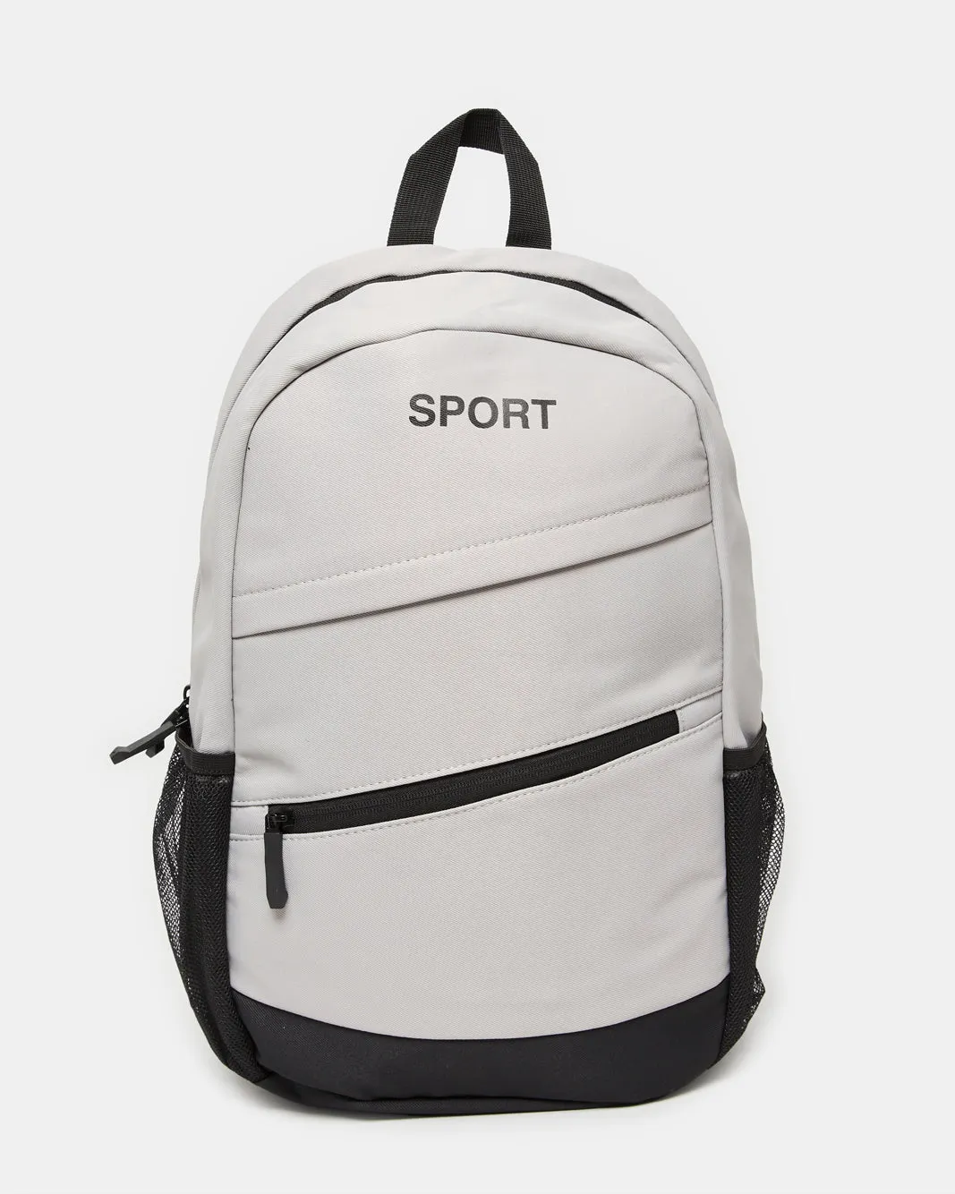 Men Grey And Black Sport Print Backpack sold by Redtag