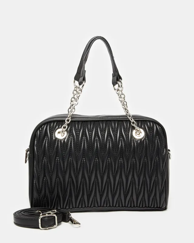 Women Black Textured Bollin Bag sold by Redtag