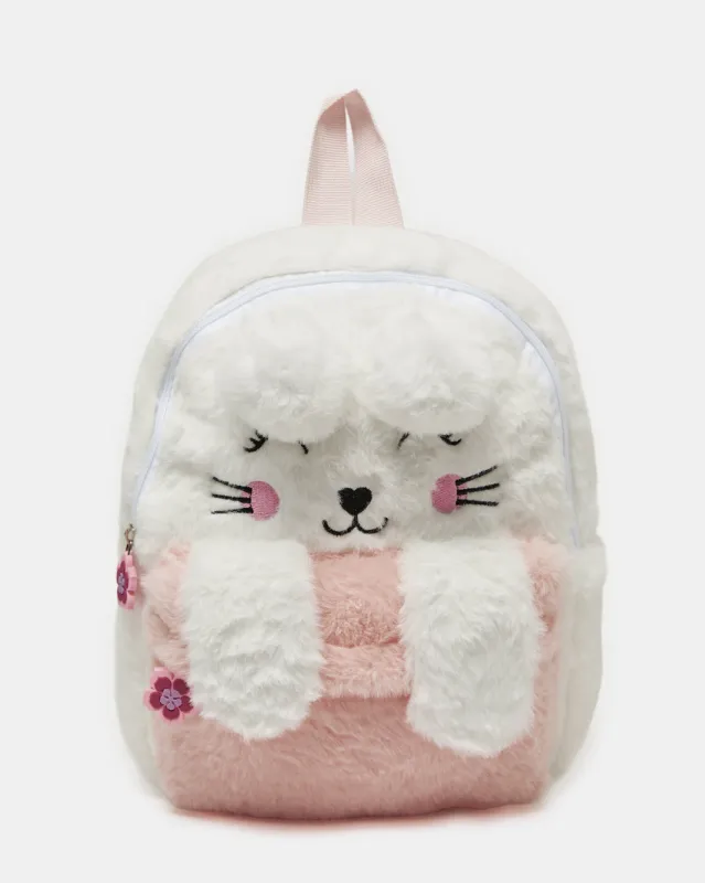 Girls Beige And Pink Faux Fur Backpack sold by Redtag