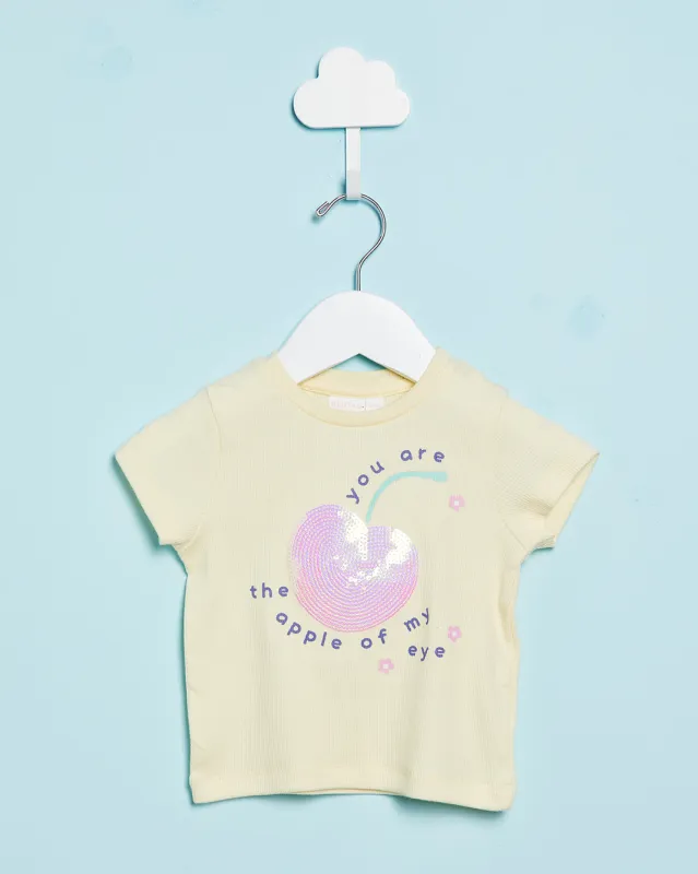 Infant Girls Yellow Embellished T-Shirt sold by Redtag