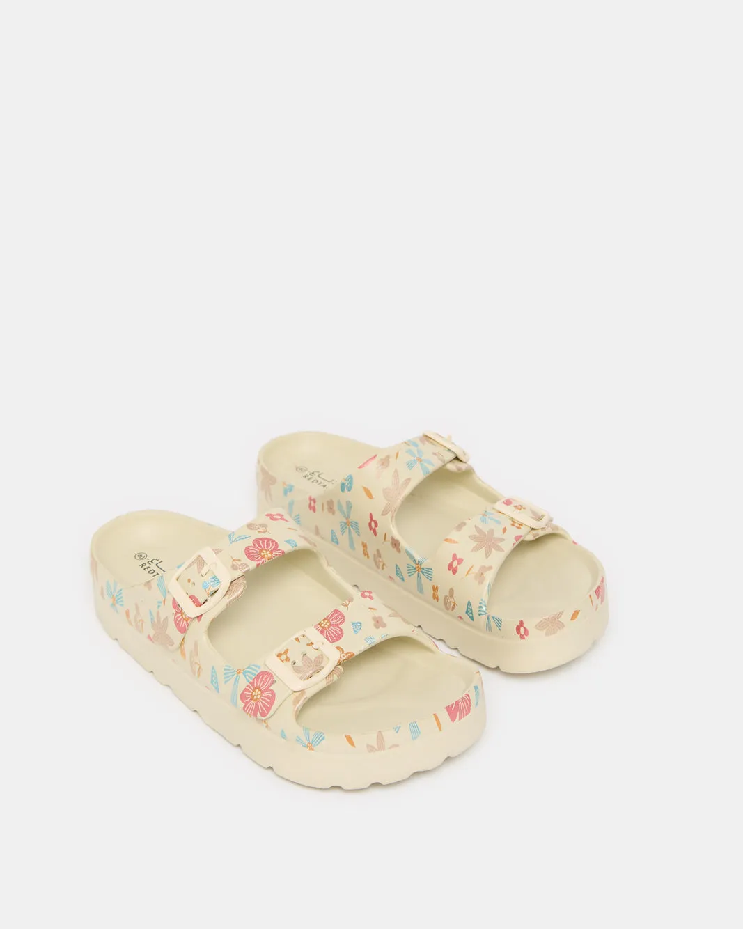 Women Beige Printed Buckle Trim Slide sold by Redtag product image thumbnail 2
