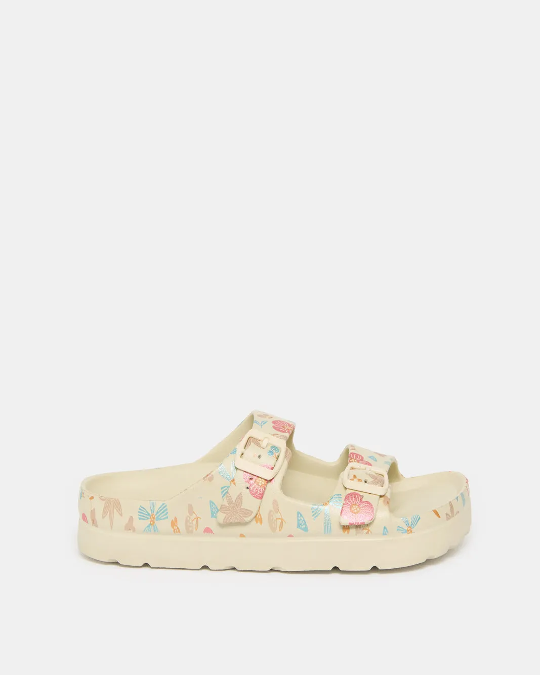 Women Beige Printed Buckle Trim Slide sold by Redtag