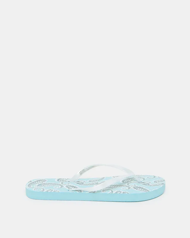 Women Blue Printed Flip Flop sold by Redtag