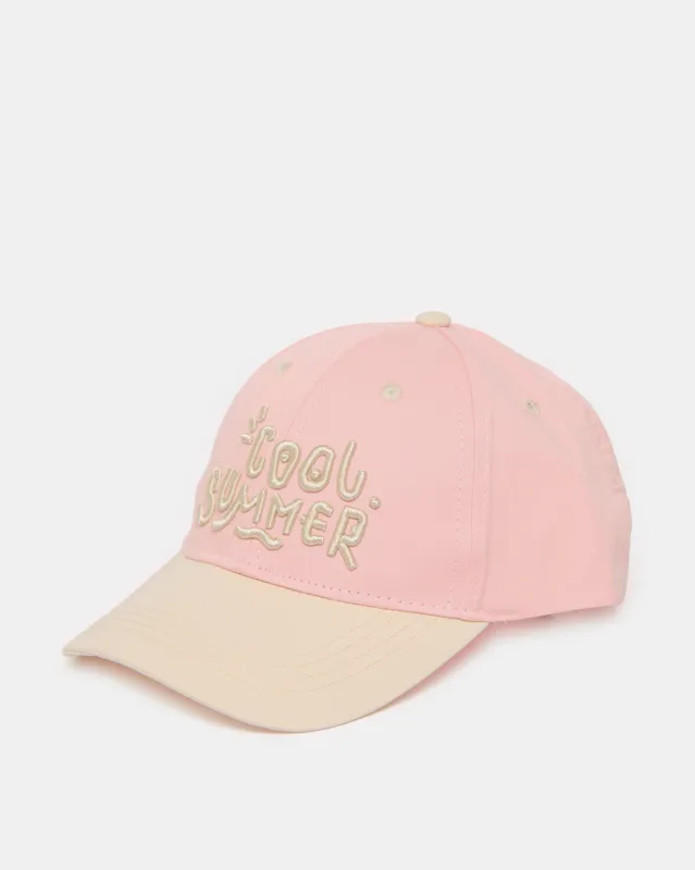 Girls Pink Print Embellished Cap sold by Redtag