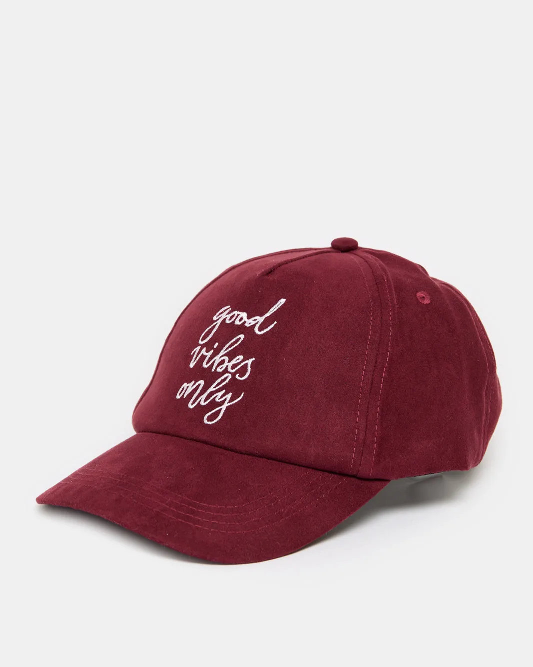 Women Burgundy Embroidered Cap sold by Redtag