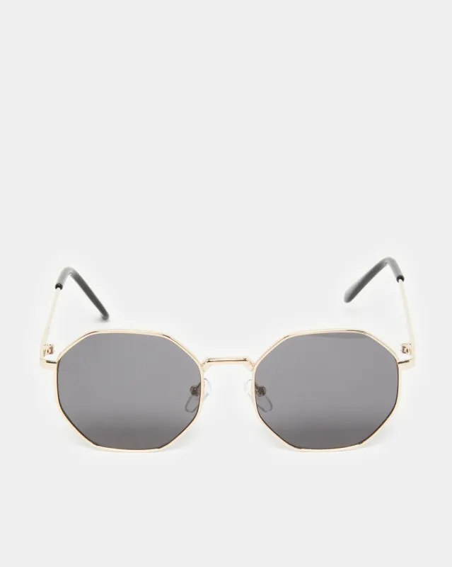 Boys Black Aviator Hexagonal Sunglasses sold by Redtag