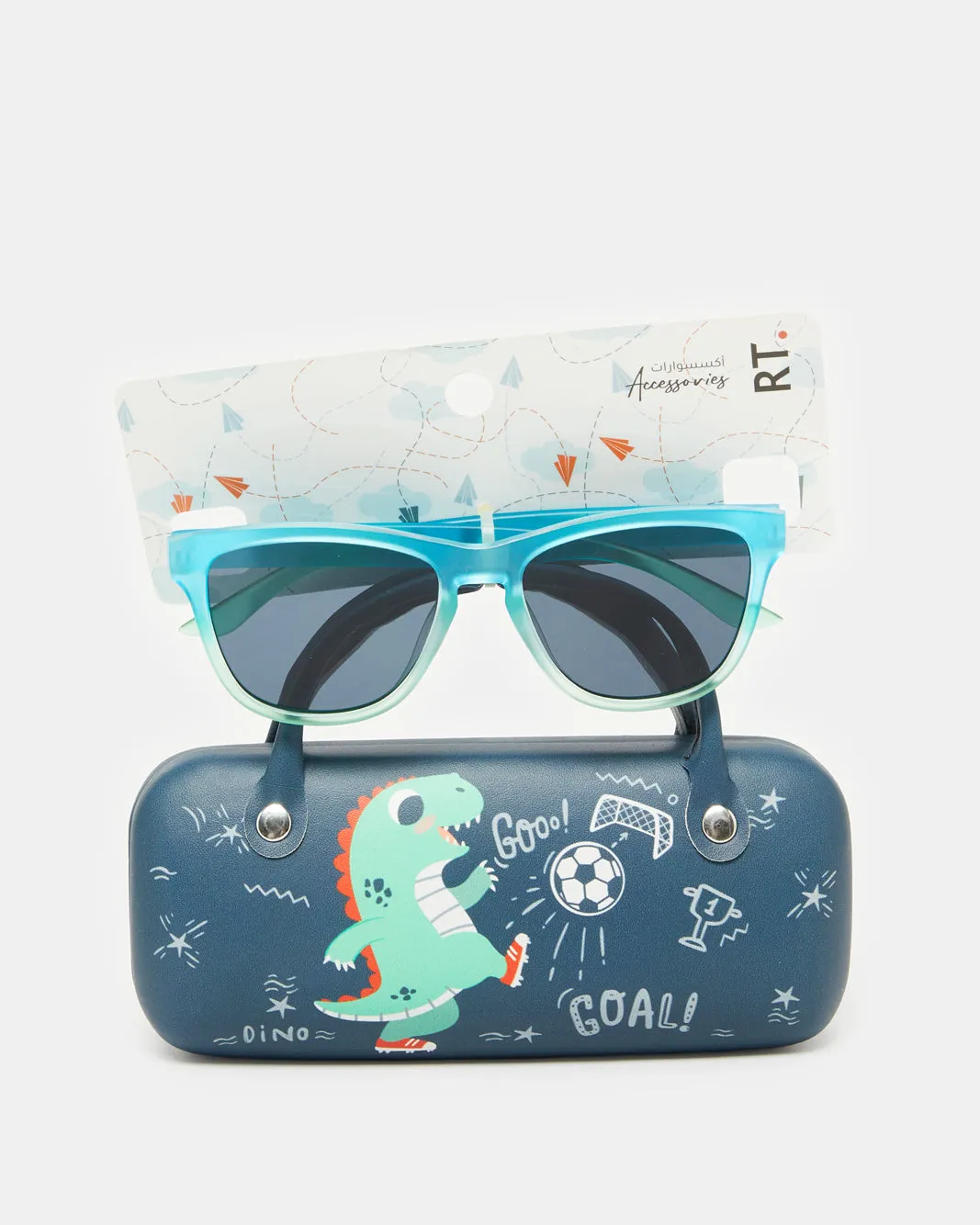 Boys Blue Wayfarer Sunglasses With Printed Case (2 Piece) sold by Redtag