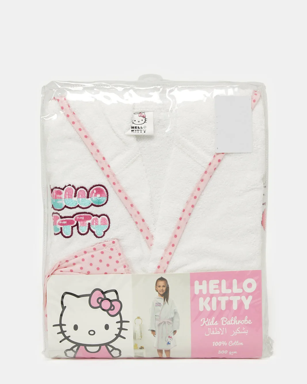 Girls White And Pink Hello Kitty Bathrobe sold by Redtag product image thumbnail 3