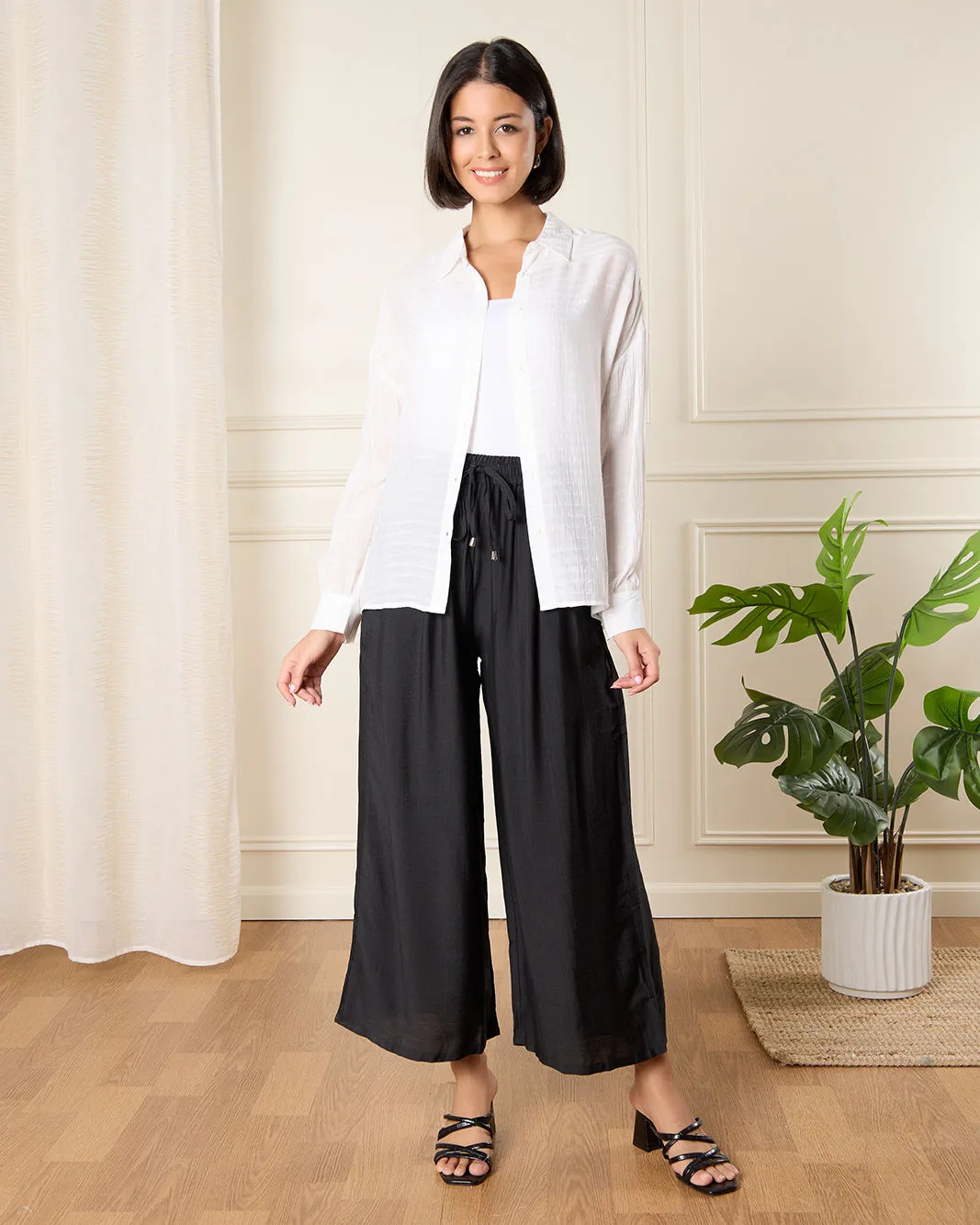 Women Black Wide Leg Trousers sold by Redtag product image thumbnail 2