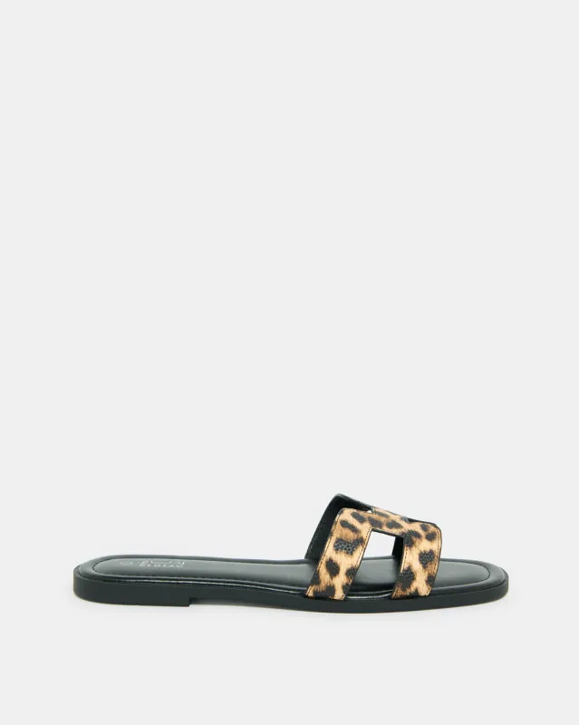Women Black Leopard Printed Mule sold by Redtag