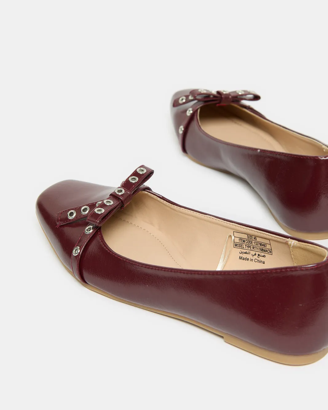 Women Burgundy Bow Embellished Ballerina sold by Redtag product image thumbnail 4