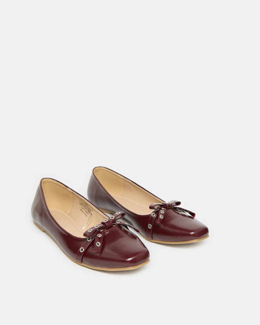 Women Burgundy Bow Embellished Ballerina sold by Redtag product image thumbnail 2