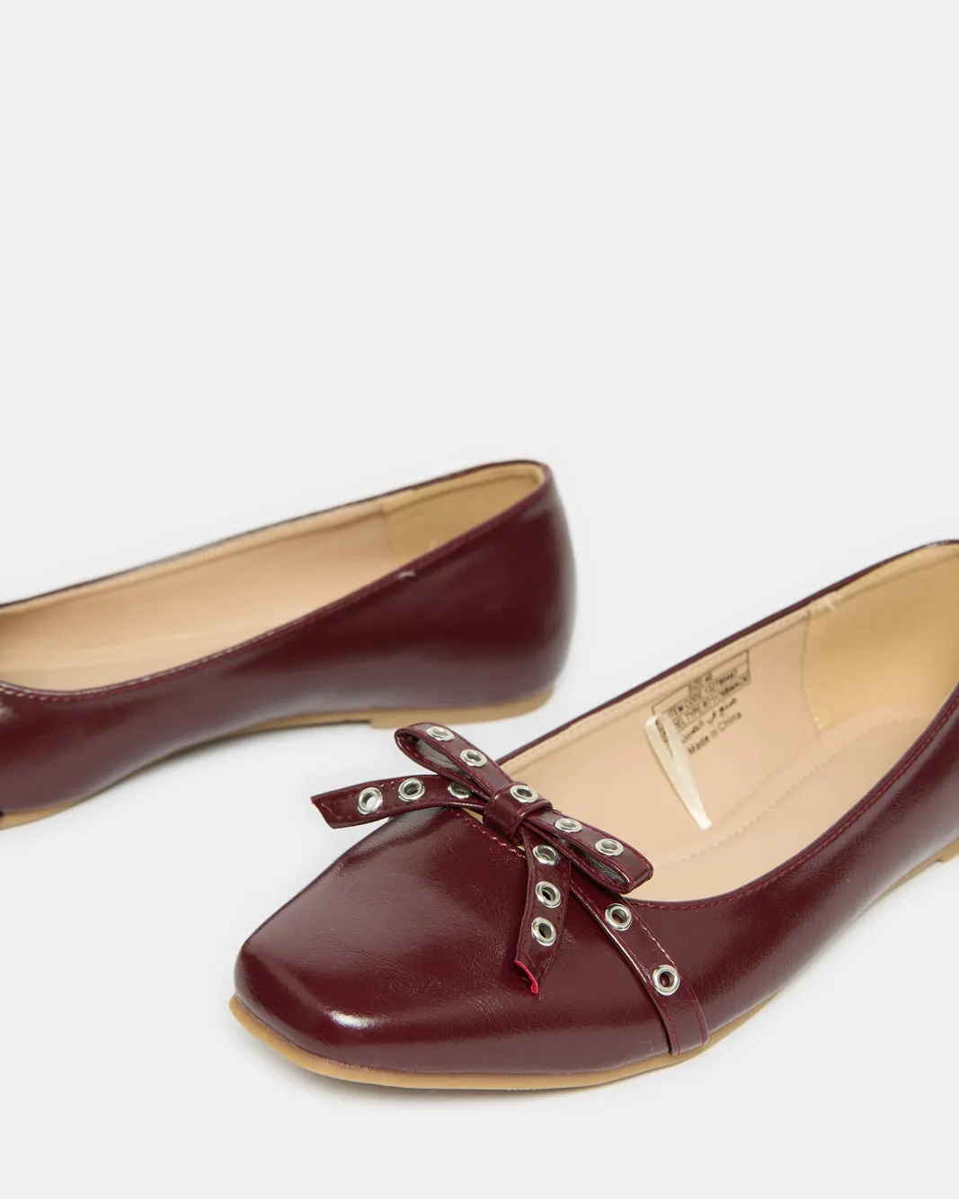 Women Burgundy Bow Embellished Ballerina sold by Redtag product image thumbnail 3
