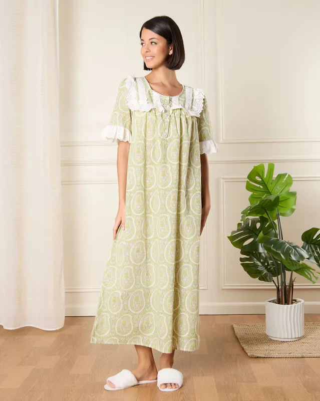 Women Green Printed Nightgown sold by Redtag