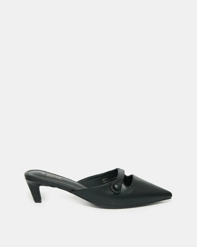 Women Black Button Trim Mule sold by Redtag