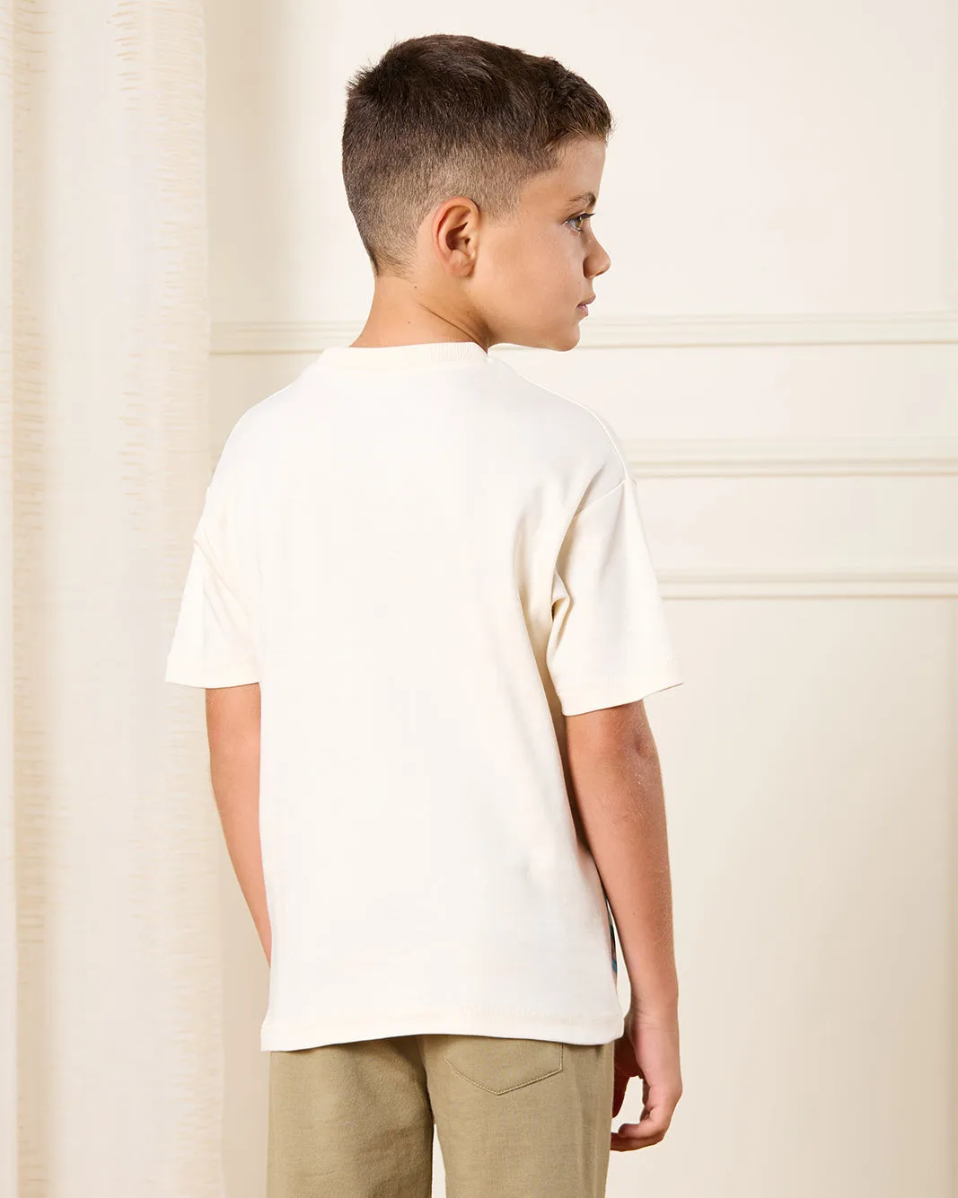 Boys Cream Palm Printed T-Shirt sold by Redtag product image thumbnail 3