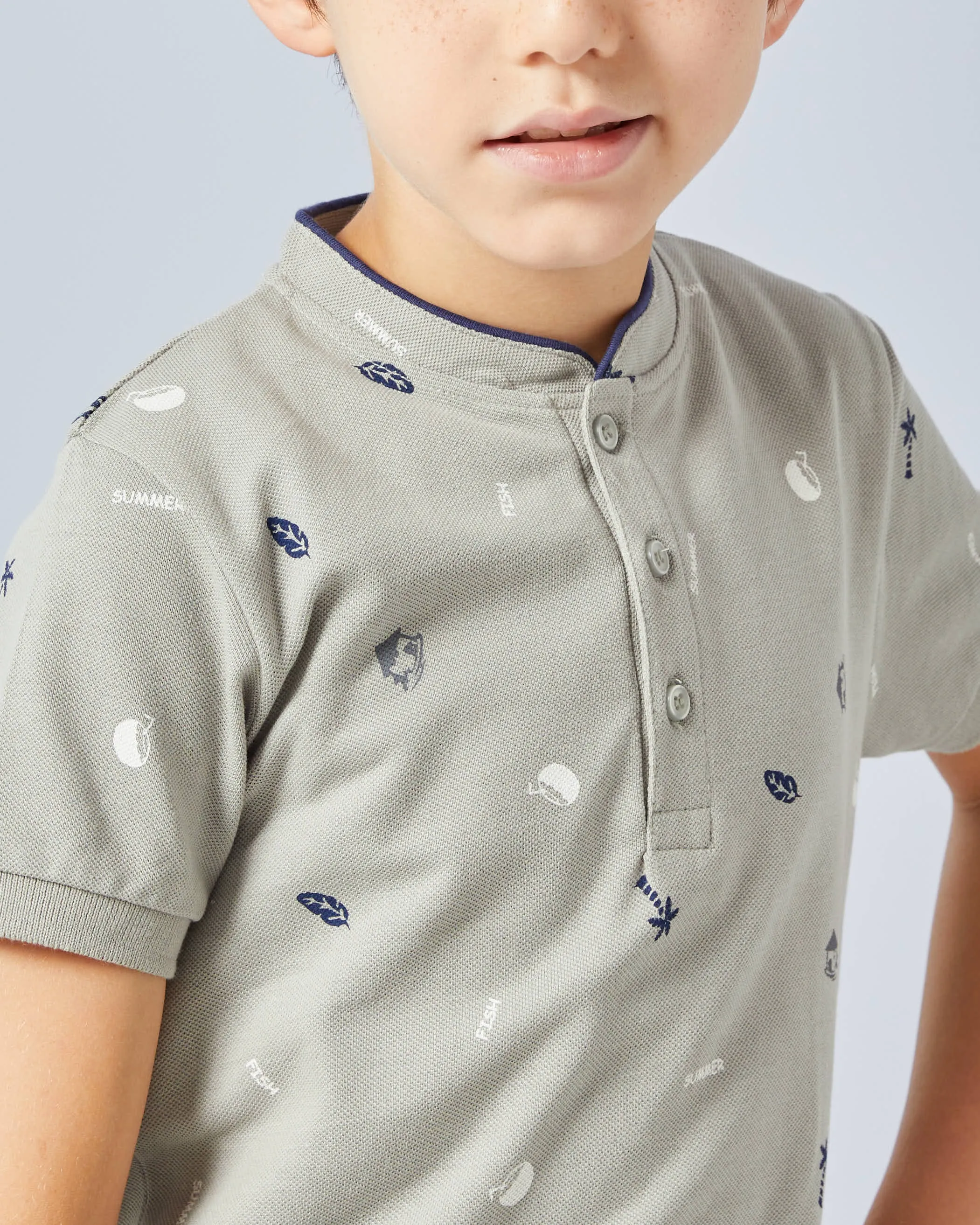 Boys Grey Skate Printed Mandarin Collar Shirt sold by Redtag product image thumbnail 4