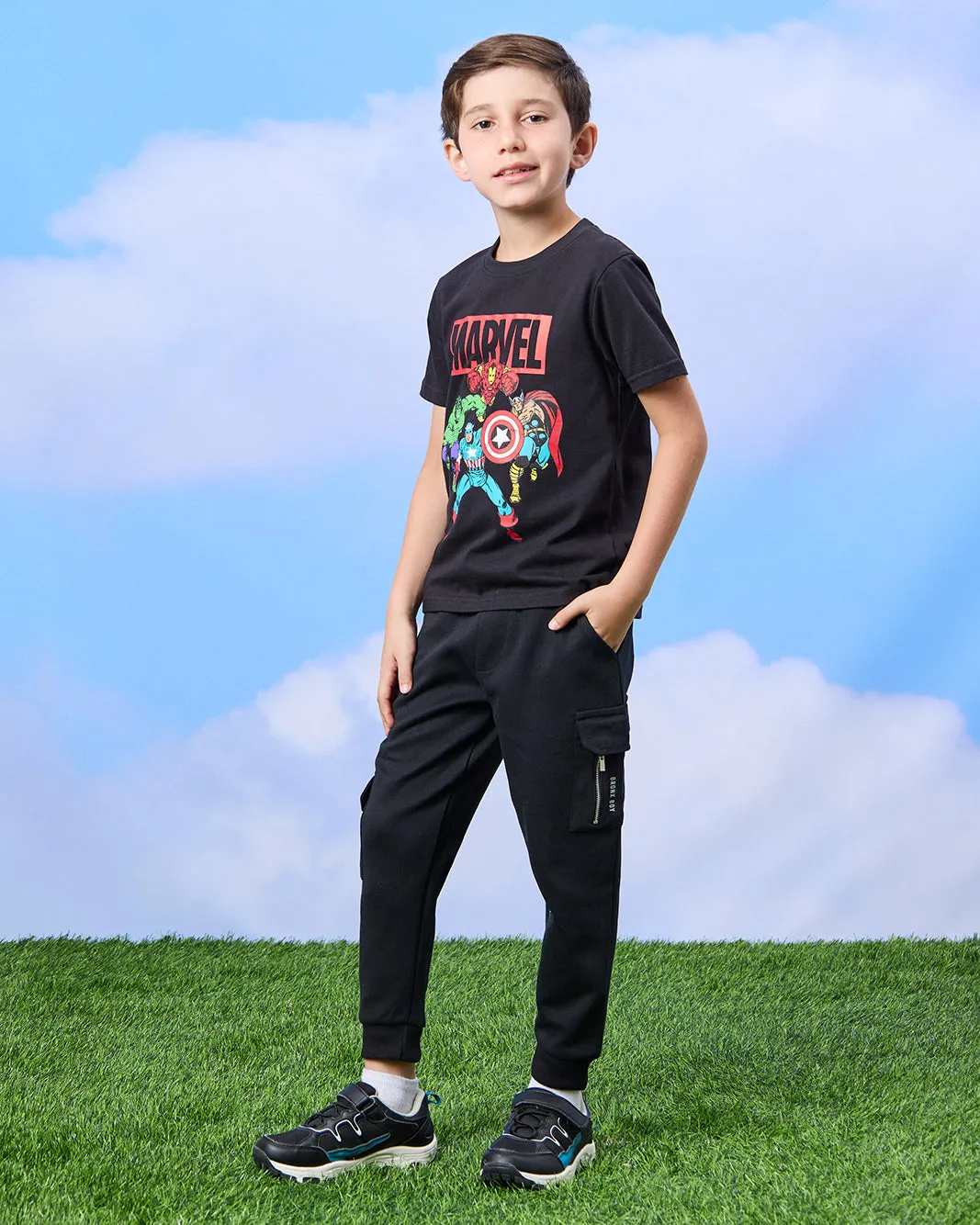 Boys Black Patch Pocket Joggers sold by Redtag product image thumbnail 2