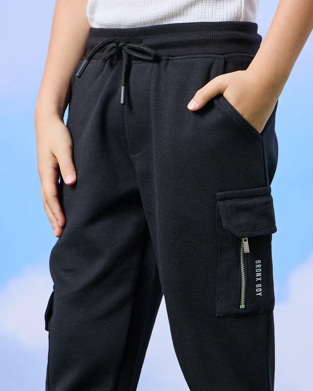 Boys Black Patch Pocket Joggers sold by Redtag product image thumbnail 4