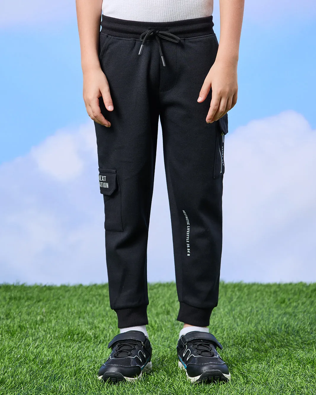 Boys Black Patch Pocket Joggers sold by Redtag
