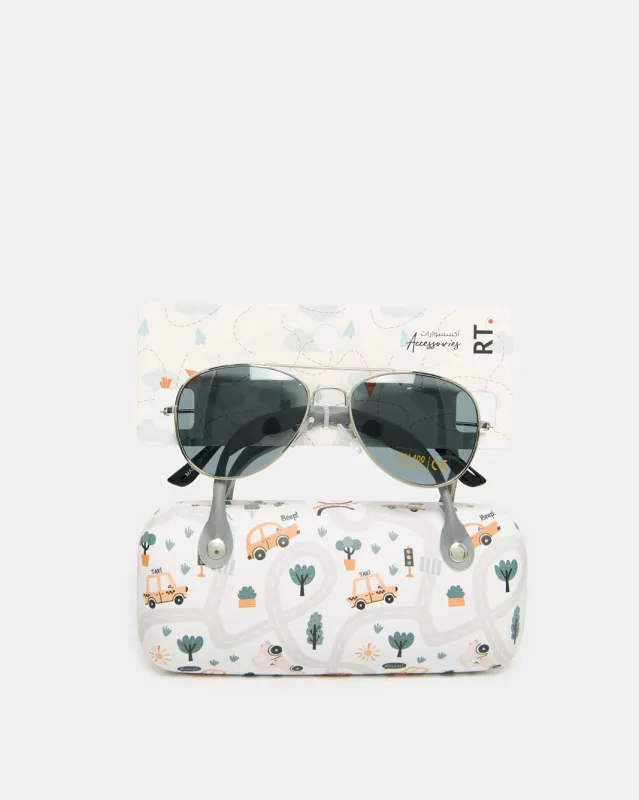 Boys Black Aviator Sunglasses With Printed Case sold by Redtag