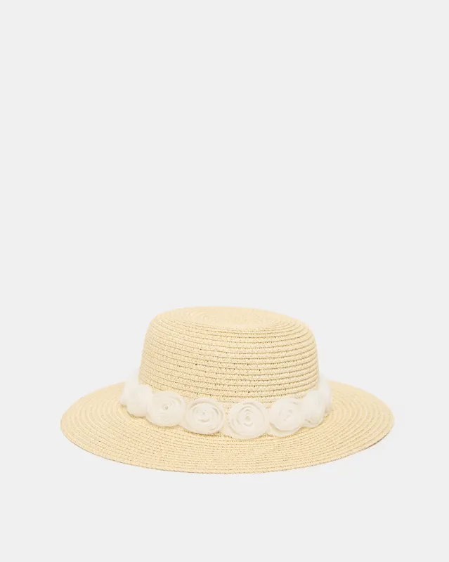 Girls Beige Floral Embellished Hat sold by Redtag