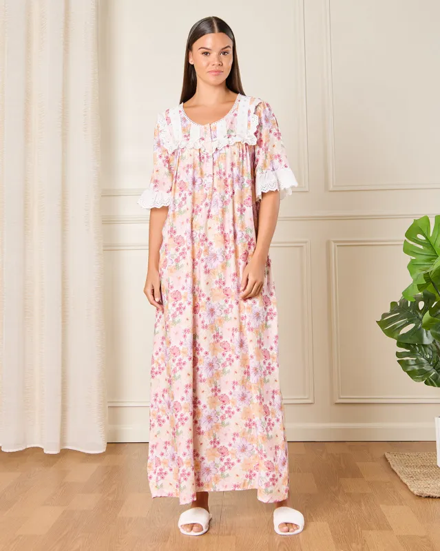 Women White Printed Nightgown sold by Redtag