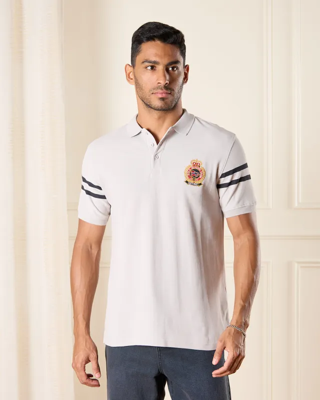 Men Grey Badge Polo Shirt sold by Redtag