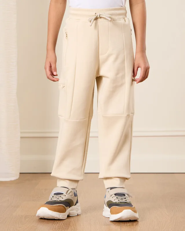 Boys Beige Cut & Sew Joggers sold by Redtag