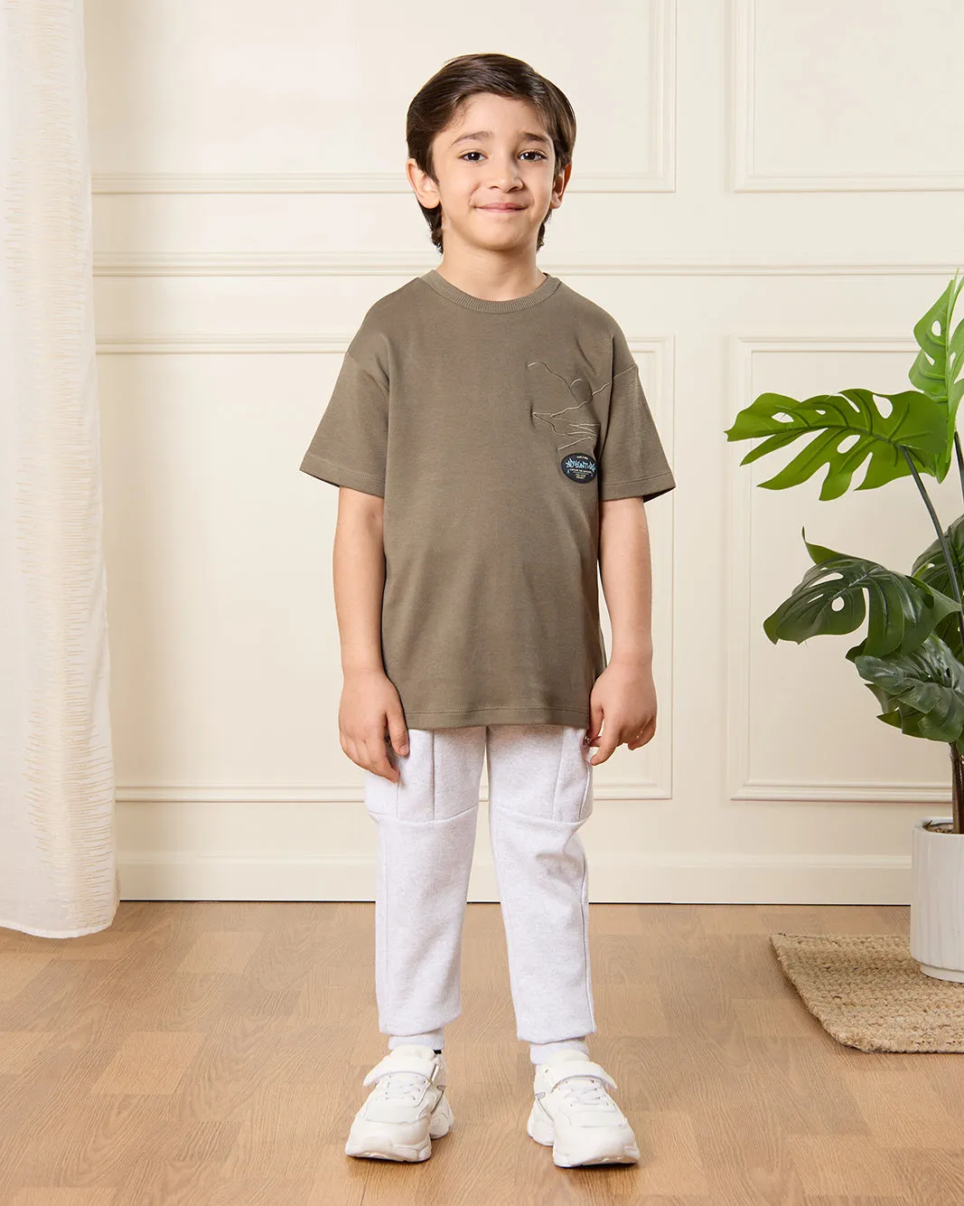 Boys Grey Cut And Sew Jogger Pants sold by Redtag product image thumbnail 2