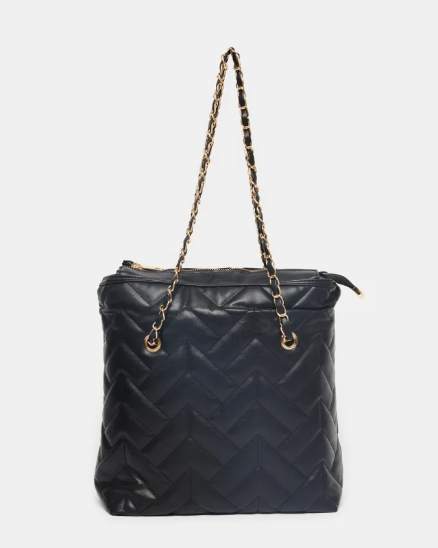 Women Black Quilted Tote Bag sold by Redtag