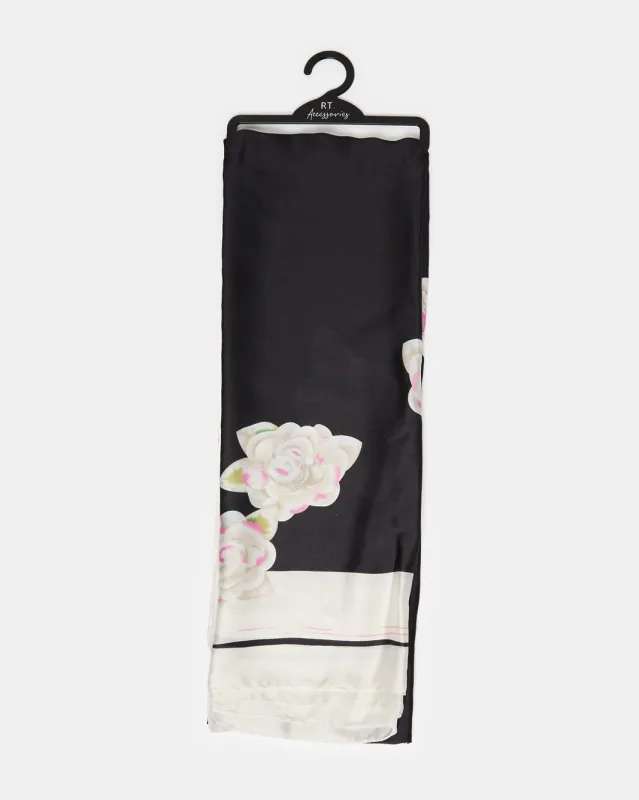 Women Black Floral Printed Scarf sold by Redtag