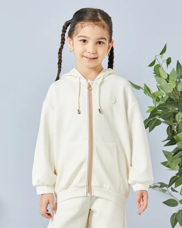 Girls White Hooded Sweatshirt sold by Redtag