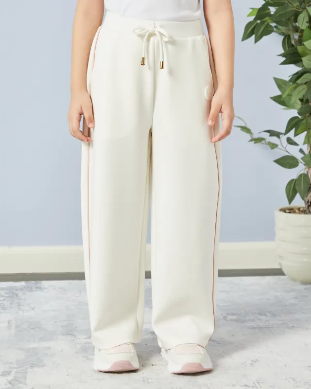 Girls White Wide Leg Active Track Pants sold by Redtag