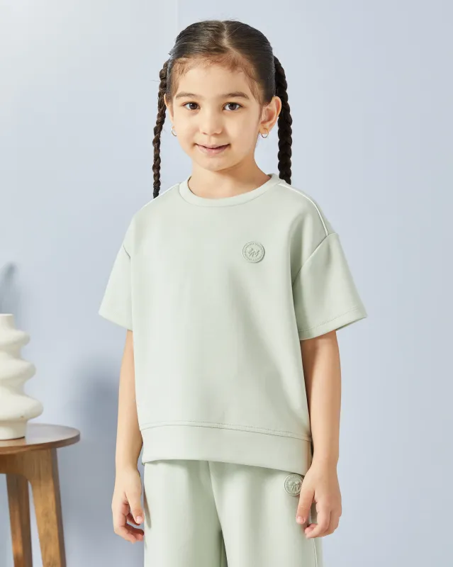 Girls Green Modal Drop Shoulder T-Shirt sold by Redtag