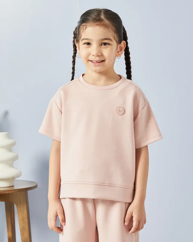 Girls Pink Modal Drop Shoulder T-Shirt sold by Redtag
