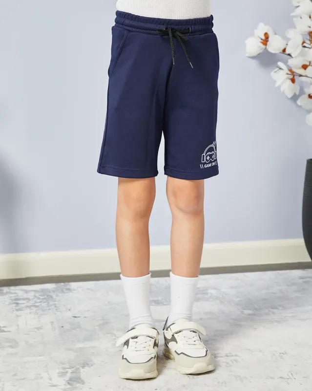 Boys Navy Printed Active Shorts sold by Redtag