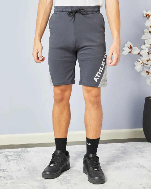 Senior Boys Charcoal Printed Active Shorts sold by Redtag