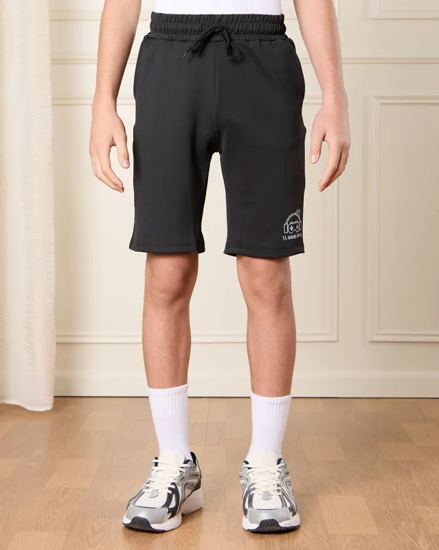Senior Boys Black Printed Active Shorts sold by Redtag