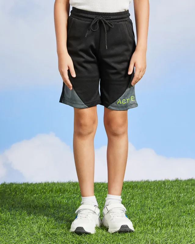 Boys Black Printed Active Shorts sold by Redtag