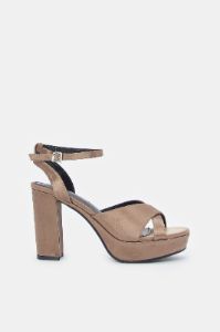 Women Taupe High Block Heel Sandal sold by Redtag