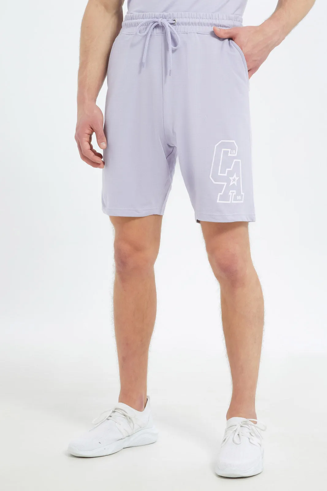Men Lilac Printed Lounge Short sold by Redtag