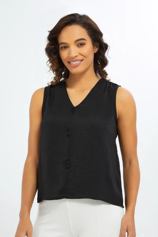 Women Black V-Neck Blouse sold by Redtag