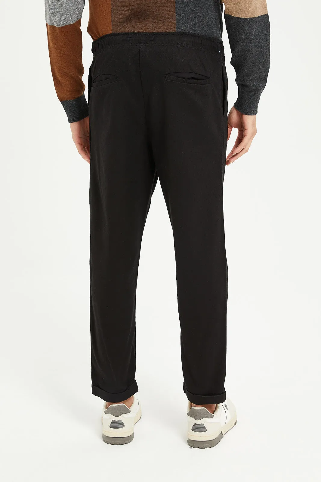 Men Black Plain Pull On Trouser sold by Redtag product image thumbnail 3