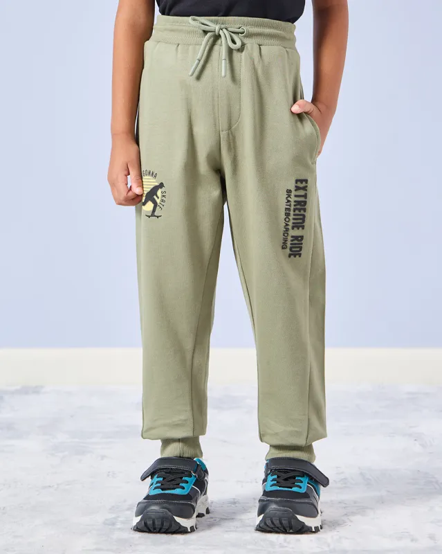Boys Green Embroidered Jogger Pants sold by Redtag
