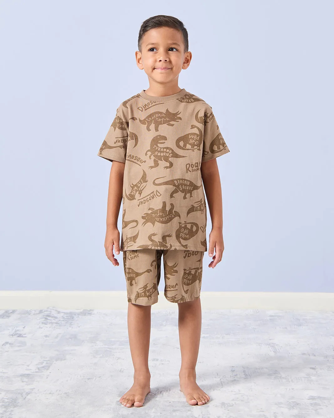 Boys Brown Dino Print Pyjama Set (2 Piece) sold by Redtag