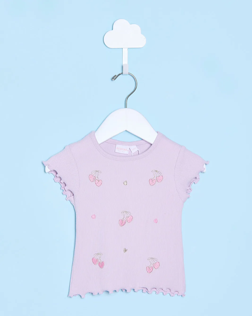Infant Girls Lilac Cherry Embellished T-Shirt sold by Redtag