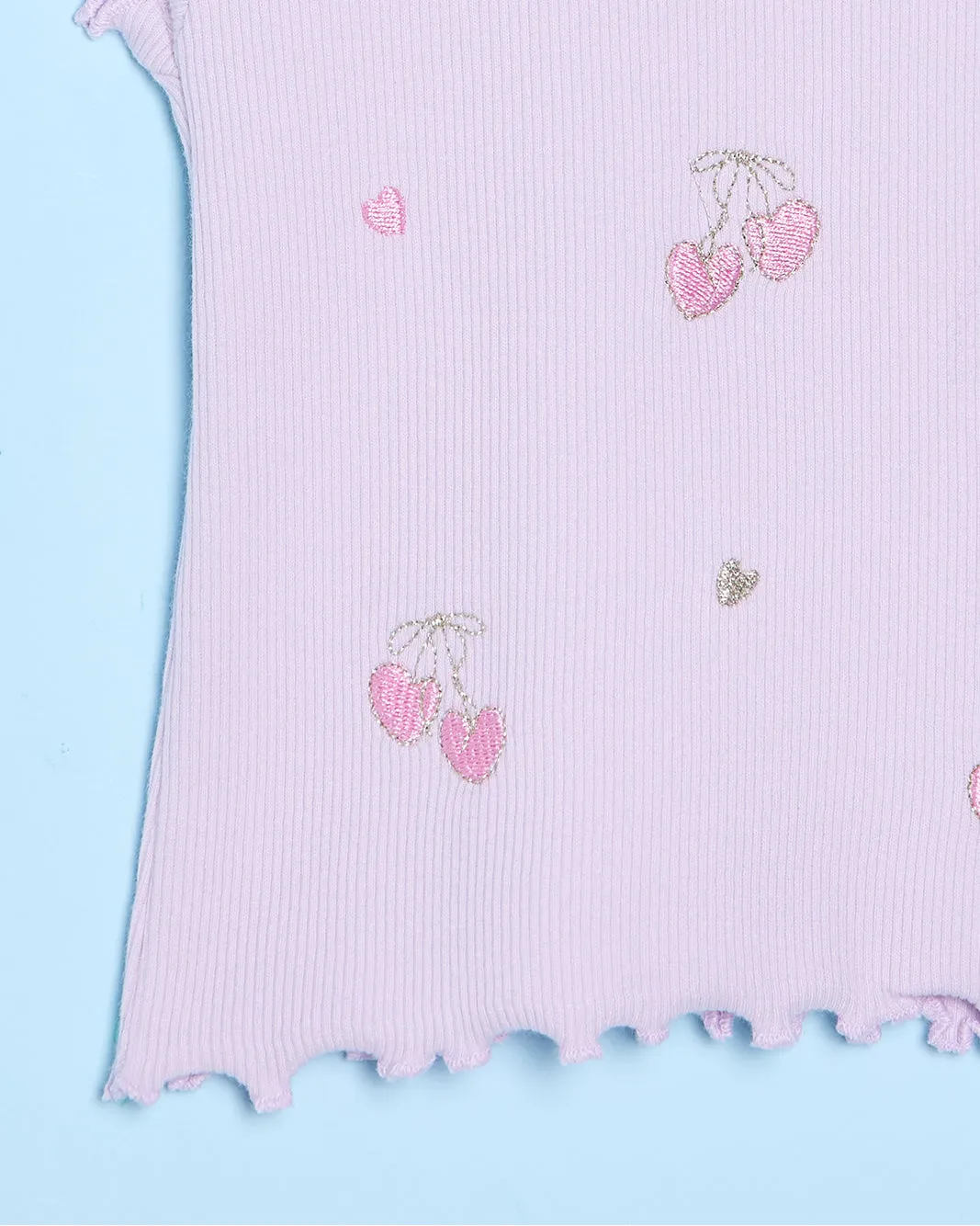 Infant Girls Lilac Cherry Embellished T-Shirt sold by Redtag product image thumbnail 4