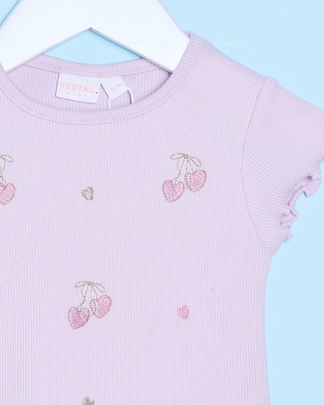 Infant Girls Lilac Cherry Embellished T-Shirt sold by Redtag product image thumbnail 2