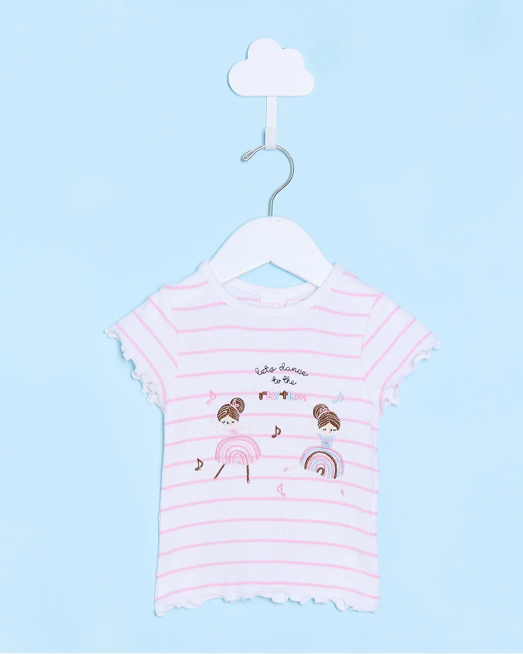 Infant Girls Pink And White Striped T-Shirt sold by Redtag
